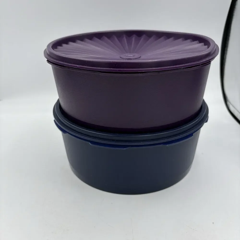 Tupperware‎ Containers Servalier Stacking Canisters 7.5 Cups w Lids Lot of 2 D